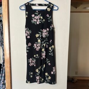 Floral Sleeveless Black Dress